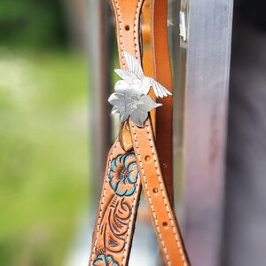 Handcrafted Leather Pet Collar with Floral Design